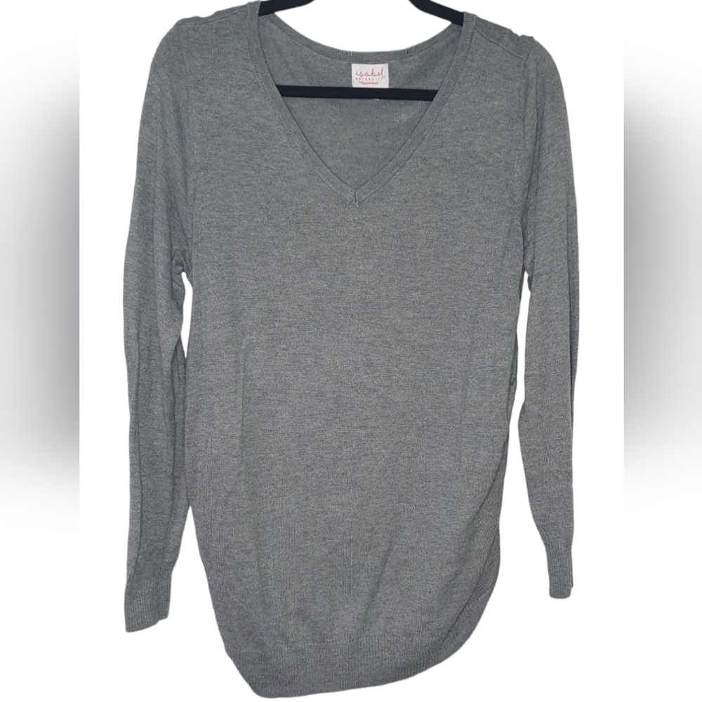 Isabel maternity‎ by ingrid Gray Sweater Ruching down sides of belly Size L